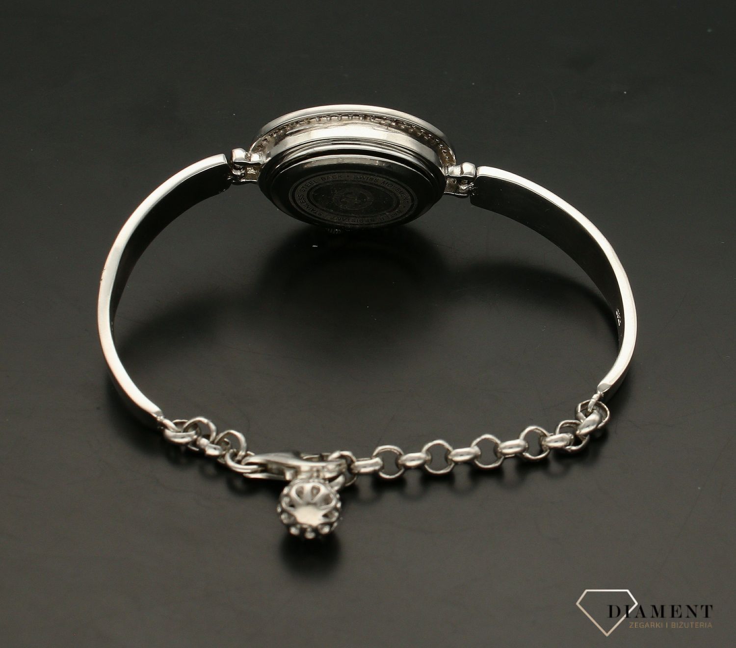 Zegarek damski srebrny z czarną tarczą i cyrkoniami 925 'Czarny Owal' (6).jpg